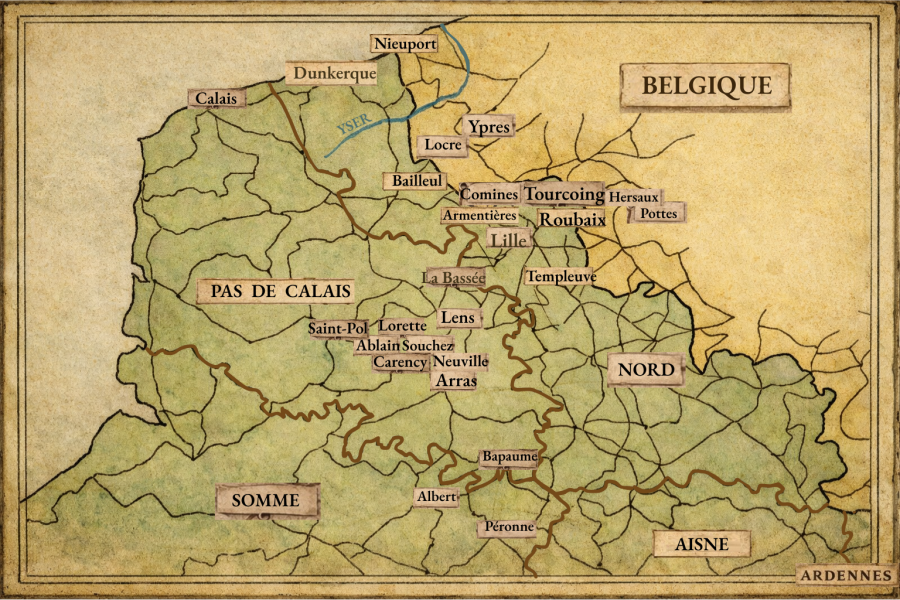 Carte du nord de la France 1915
